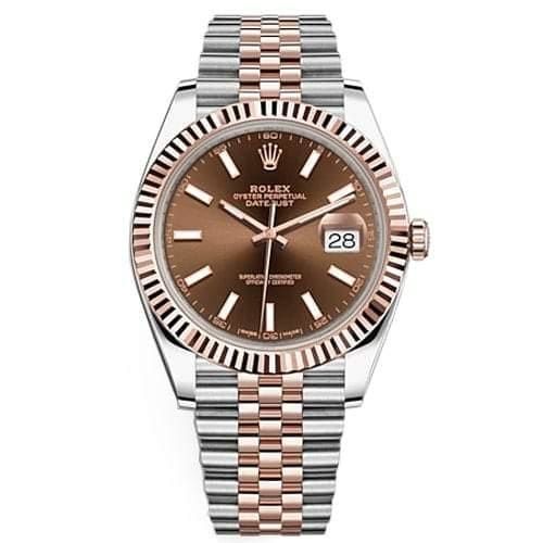 Rolex Oyster Perpetual Datejust 41 Watch, Chocolate dial, Two-tone Jubilee bracelet, Fluted bezel