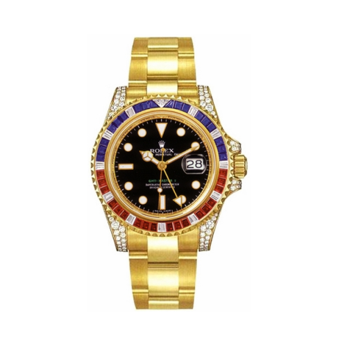 GMT-Master II Gold Blue&Red Diamonds 40mm