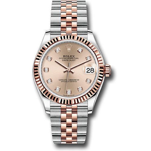 Rolex Steel and Everose Gold Datejust 31 Watch - Fluted Bezel - Chocolate Diamond Dial - Jubilee Bracelet - 278271 rodj