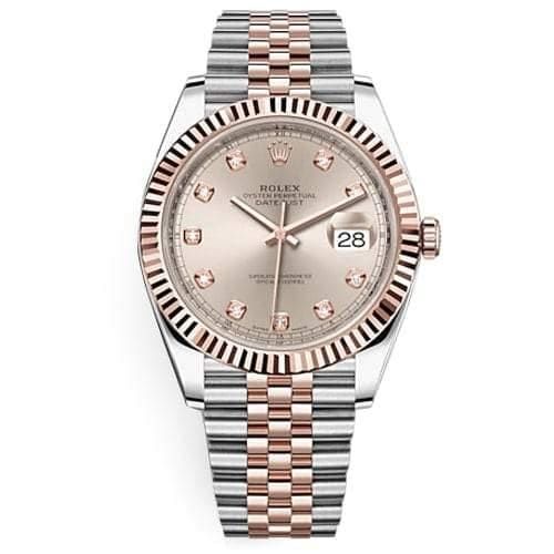 Rolex Oyster Perpetual Datejust 41 Watch Two-tone Jubilee bracelet, Sundust dial set with diamonds,