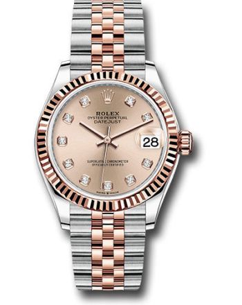 Rolex Steel and Everose Gold Datejust 31 Watch - Fluted Bezel - Chocolate Diamond Dial - Jubilee Bracelet - 278271 rodj