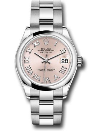 Rolex Steel and White Gold Datejust 31 Watch - Domed Bezel - Pink Roman Dial - Oyster Bracelet - 2020 Release - 278240 pro
