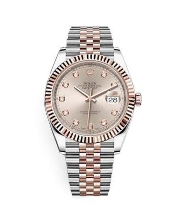 Rolex Oyster Perpetual Datejust 41 Watch Two-tone Jubilee bracelet, Sundust dial set with diamonds,
